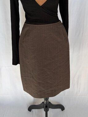 Anne Klein 2 Suits Brown Herringbone Pencil Skirt Petite 8P